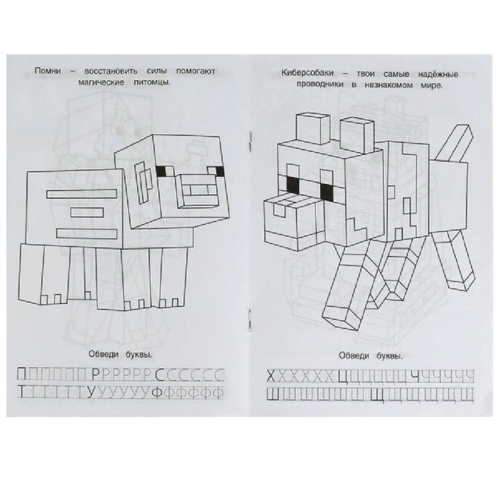 Раскраска Азбука Прописи УМка Мой мир майнкрафт - фото 3