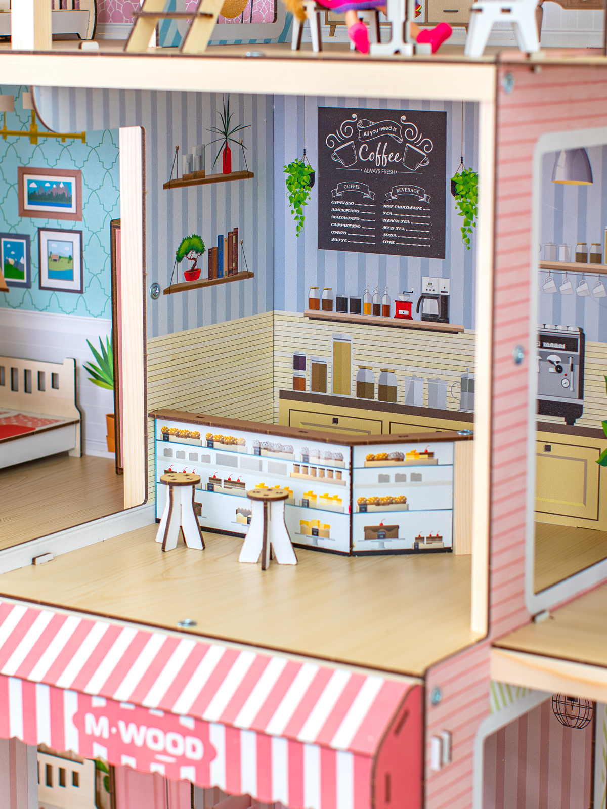 Домик для кукол M-WOOD 120 см с мебелью 3038 - фото 11