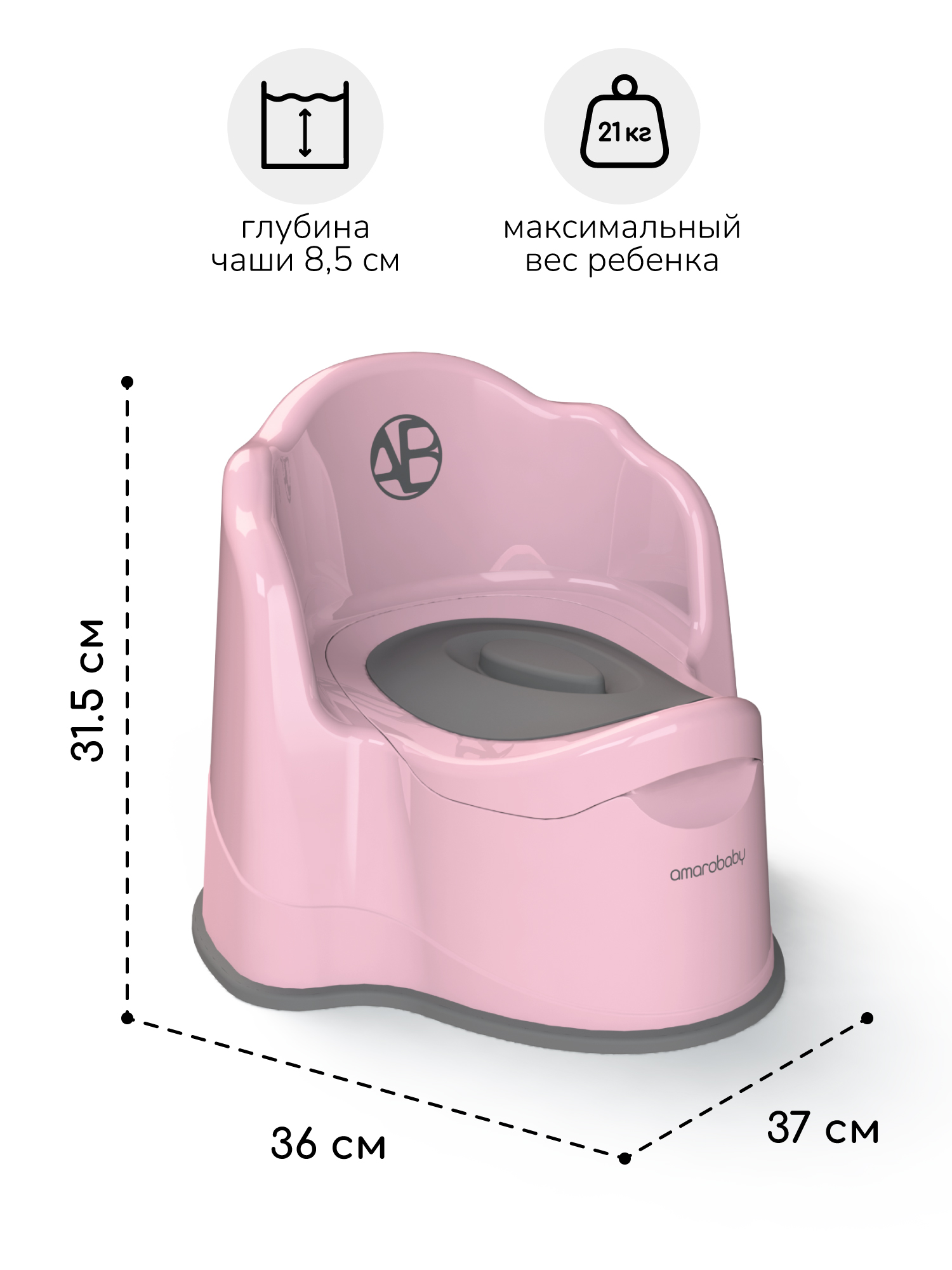 Горшок детский с крышкой Amarobaby Ergonomic розовый - фото 3