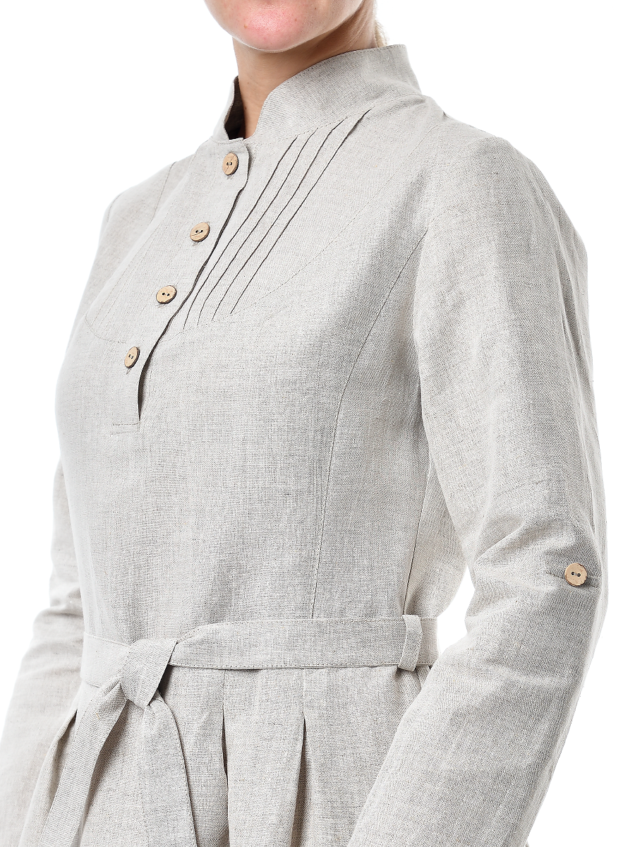 Платье Льняная Горница пл025-02/светло-серый - фото 9