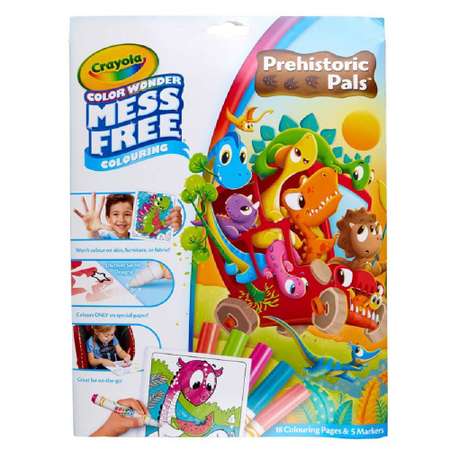 Раскраска CRAYOLA с фломастерами 5 цветов Color Wonder Динозавры