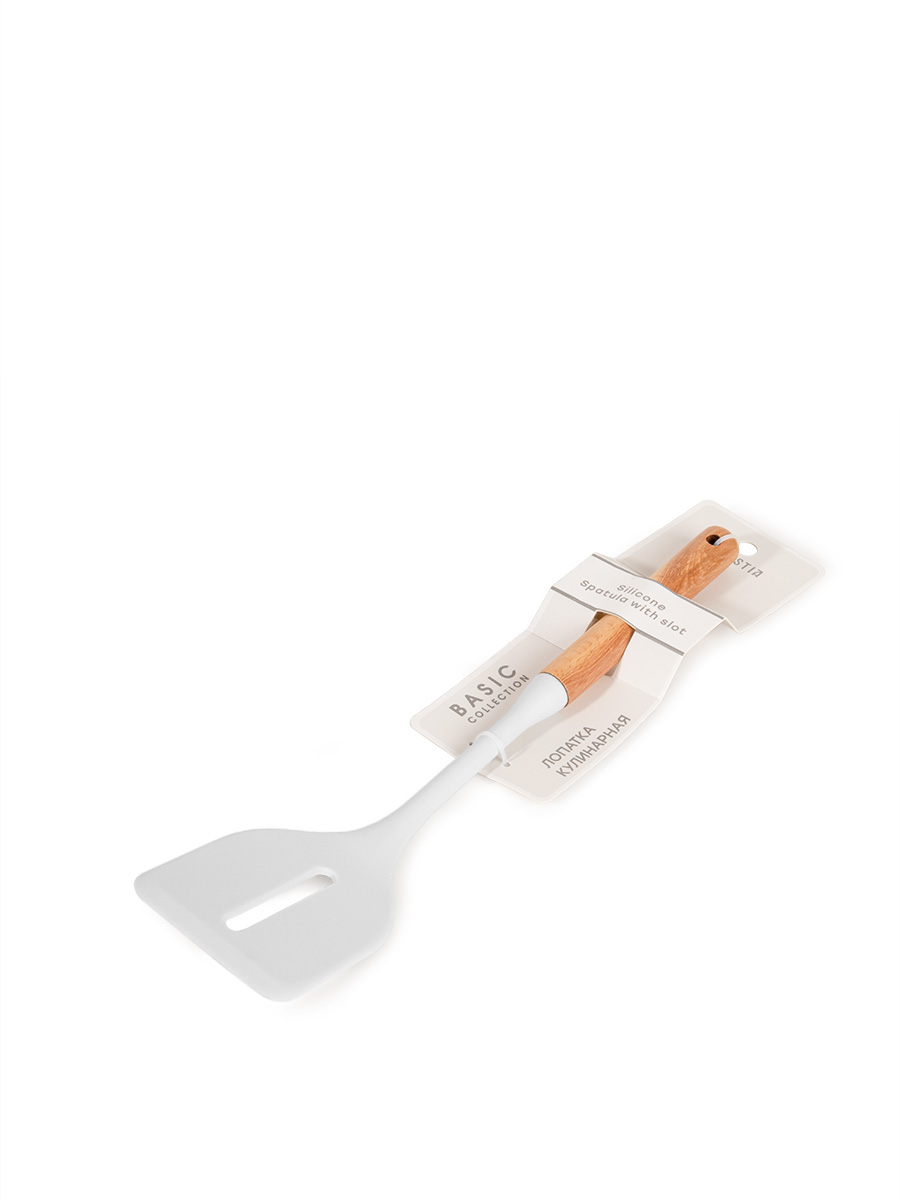 Лопатка кулинарная DeNASTIA Силвуд 33x7x4.4 см силикон бук светло-серый A000351 - фото 10