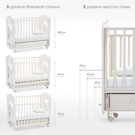 Детская кроватка Nuovita прямоугольная, поперечный маятник (ваниль)