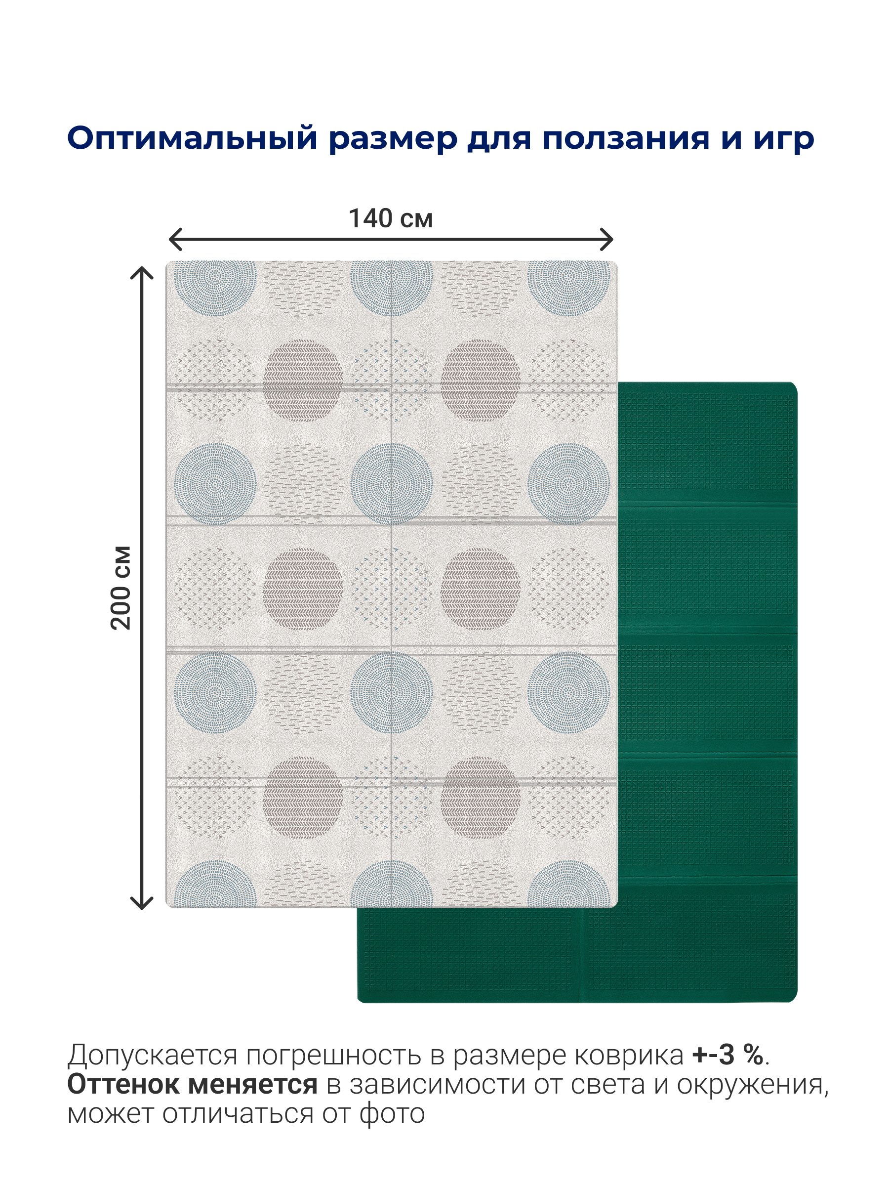 Детский складной коврик Parklon Уютные кружочки Edge 140 x 200 см 1 шт. - фото 4