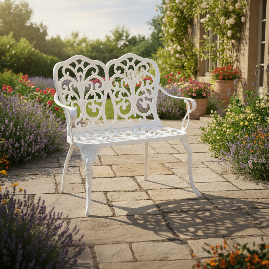 Садовая скамья TETCHAIR Симфония алюминий античный белый - фото 1