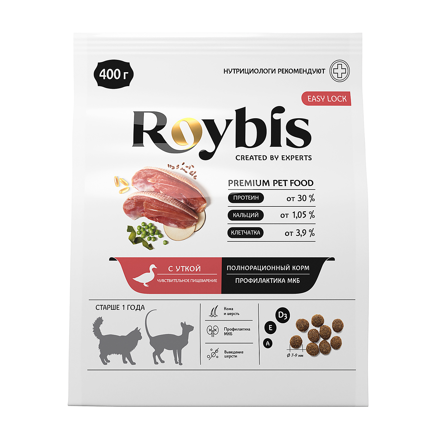Корм для кошек Roybis 0.4кг с уткой для профилактики МКБ - фото 1