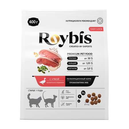 Корм для кошек Roybis 0.4кг с уткой для профилактики МКБ