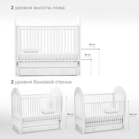 Детская кроватка Nuovita прямоугольная, поперечный маятник (белый)