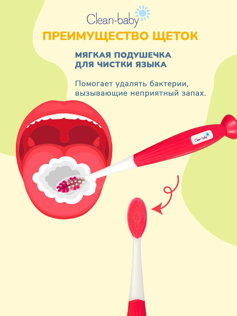 Зубная щетка классическая Clean-baby от 3 лет 2 шт. - фото 3