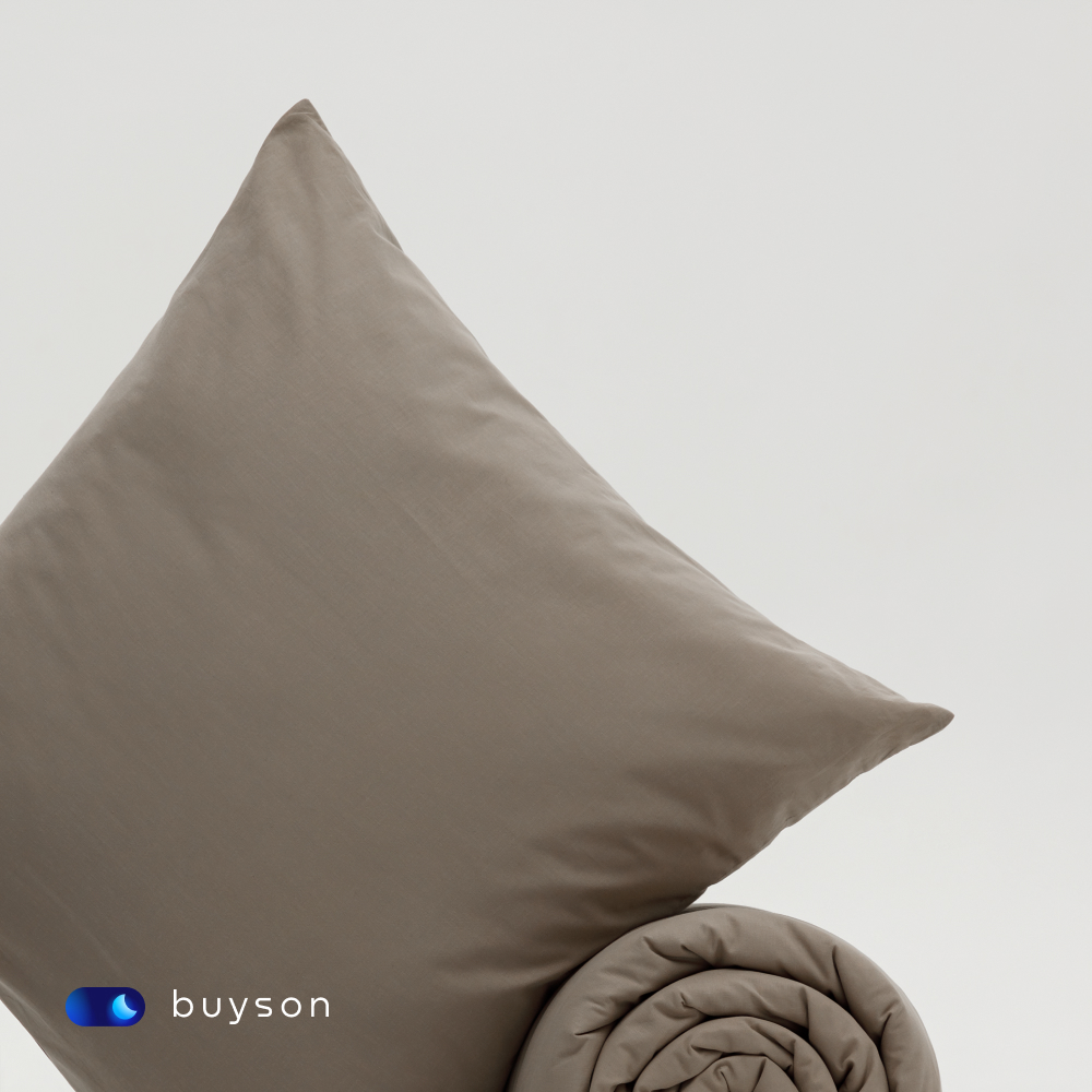 Пододеяльник buyson BuyDream 175х215 см, хлопок (поплин), бежевый - фото 9