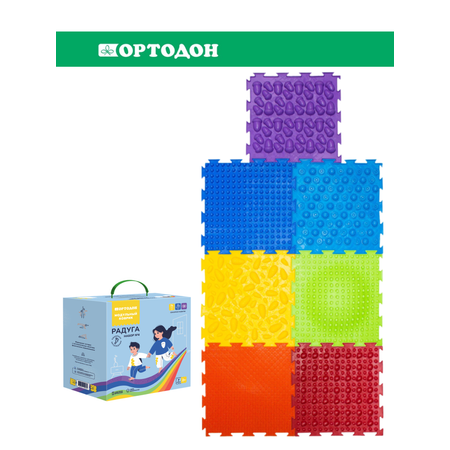 Массажный детский коврик пазл Ортодон развивающий игровой Набор №4 Радуга
