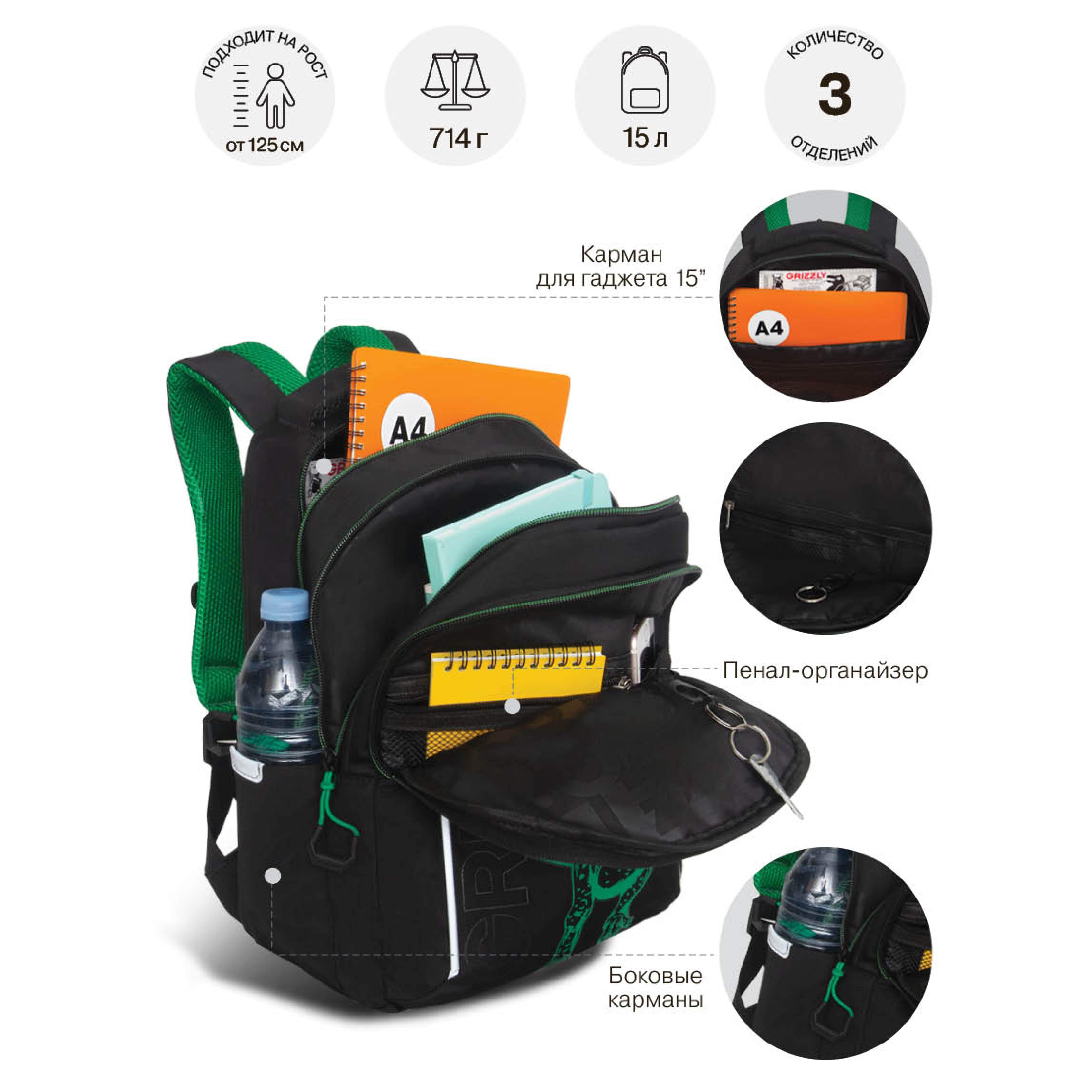 Рюкзак Grizzly для мальчика RB - фото 7