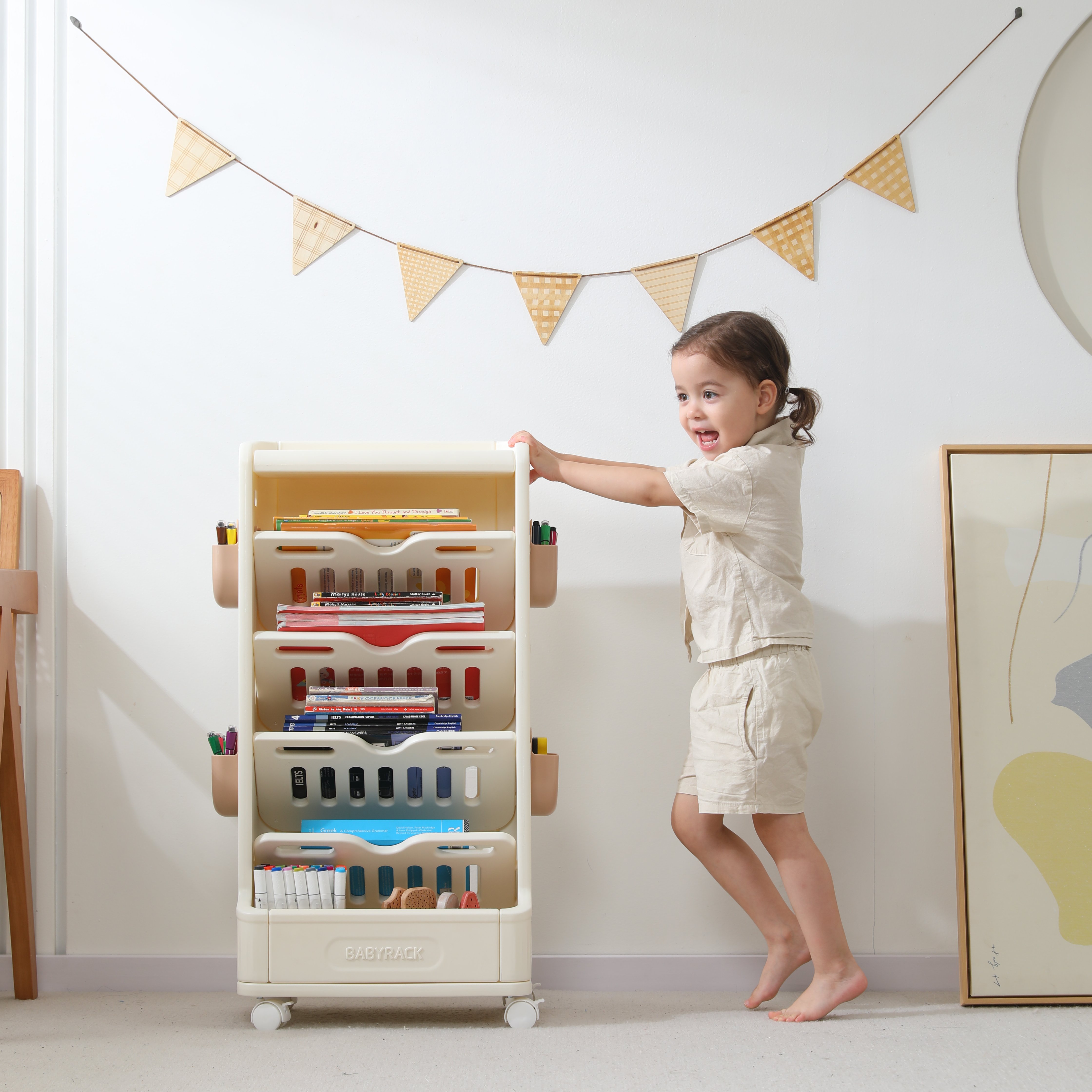 Стеллаж для книг UNIX Kids Babyrack 4 levels Camel - фото 10