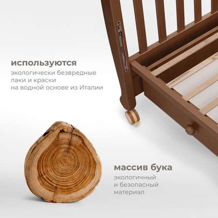 Детская кроватка Nuovita прямоугольная, без маятника (темный орех)