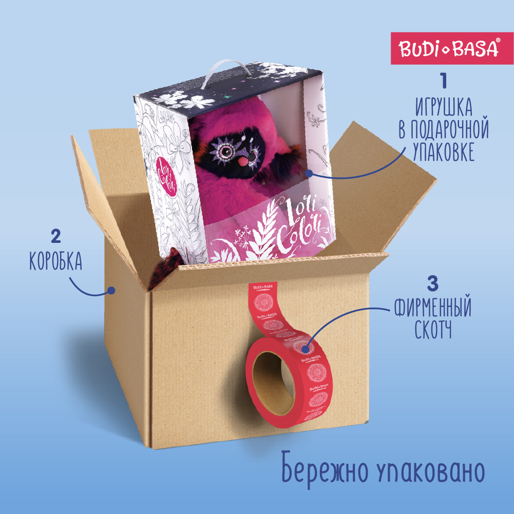 Мягкая игрушка BUDI BASA Лори Колори Тоши синий 30 см LR30-07 - фото 5