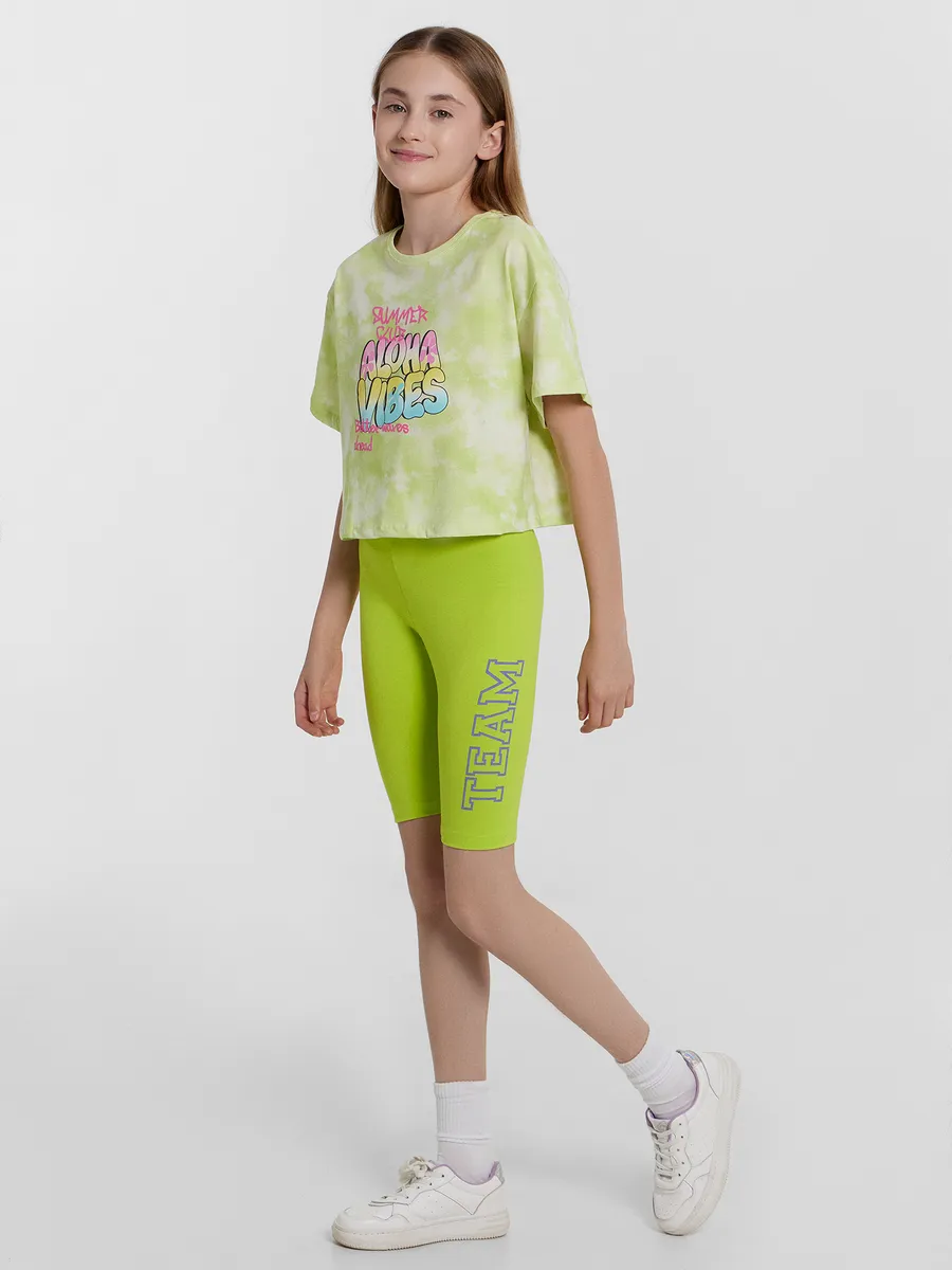 Велосипедки 2 шт Mark Formelle (Марк Формэль) 137721-2/зеленый лайм +лиловый вереск +печать - фото 3