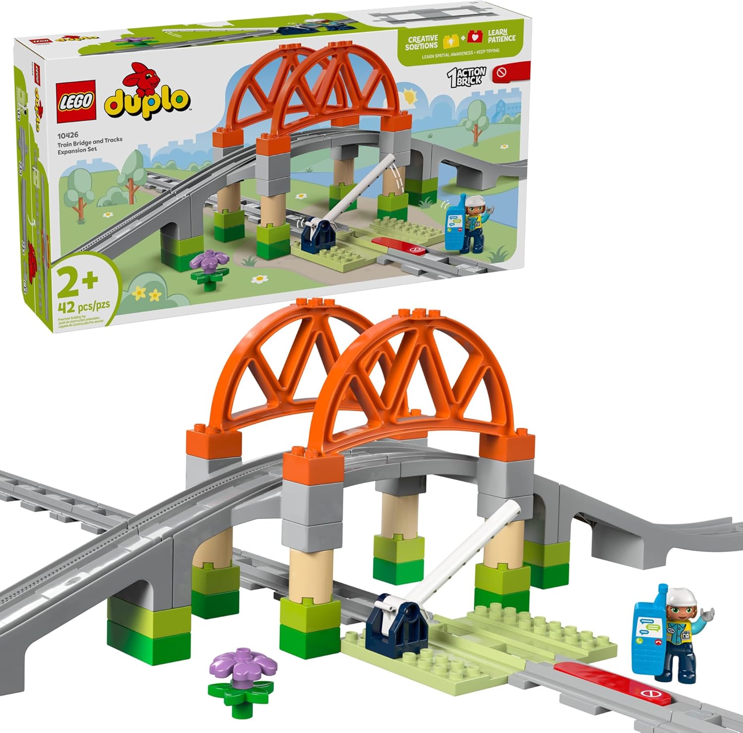 Конструктор LEGO DUPLO Железнодорожный мост и пути 42 дет. - фото 1