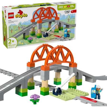 Конструктор LEGO DUPLO Железнодорожный мост и пути блочный