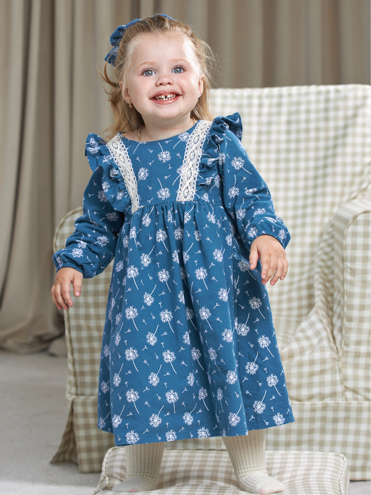 Платье MOUN платье_фланель/кружево_одуван.голуб - фото 9