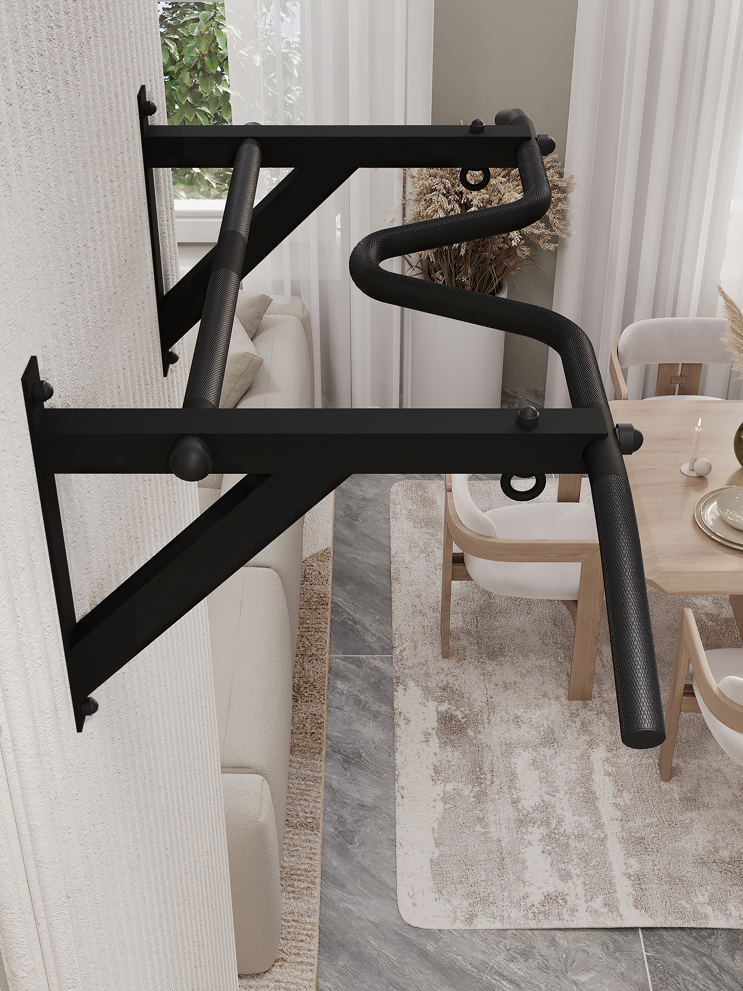 Турник настенный VENOM BLACК - стальное рифление хватов - фото 9