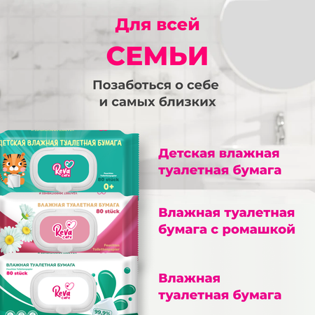 Влажная туалетная бумага Reva Care 80 шт.