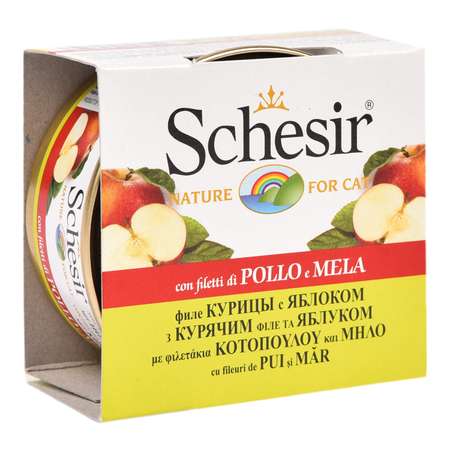 Корм влажный для кошек Schesir 75г с куриным филе и яблоками