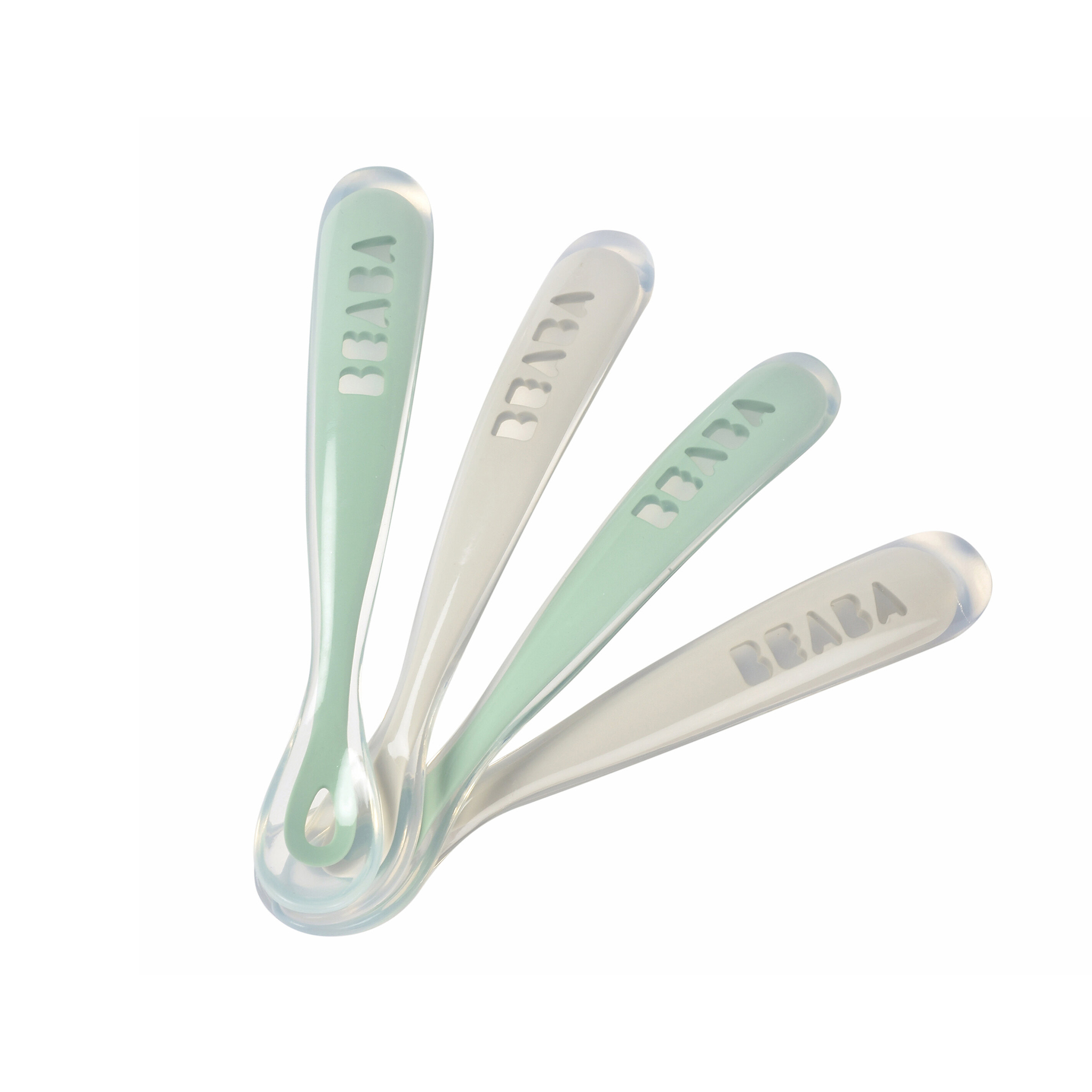 Изображение товара Набор из 4 силиконовых ложек BEABA для прикорма с длинной ручкой