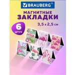 Закладки канцелярские Brauberg магнитные для книг в школу набор 6 штук