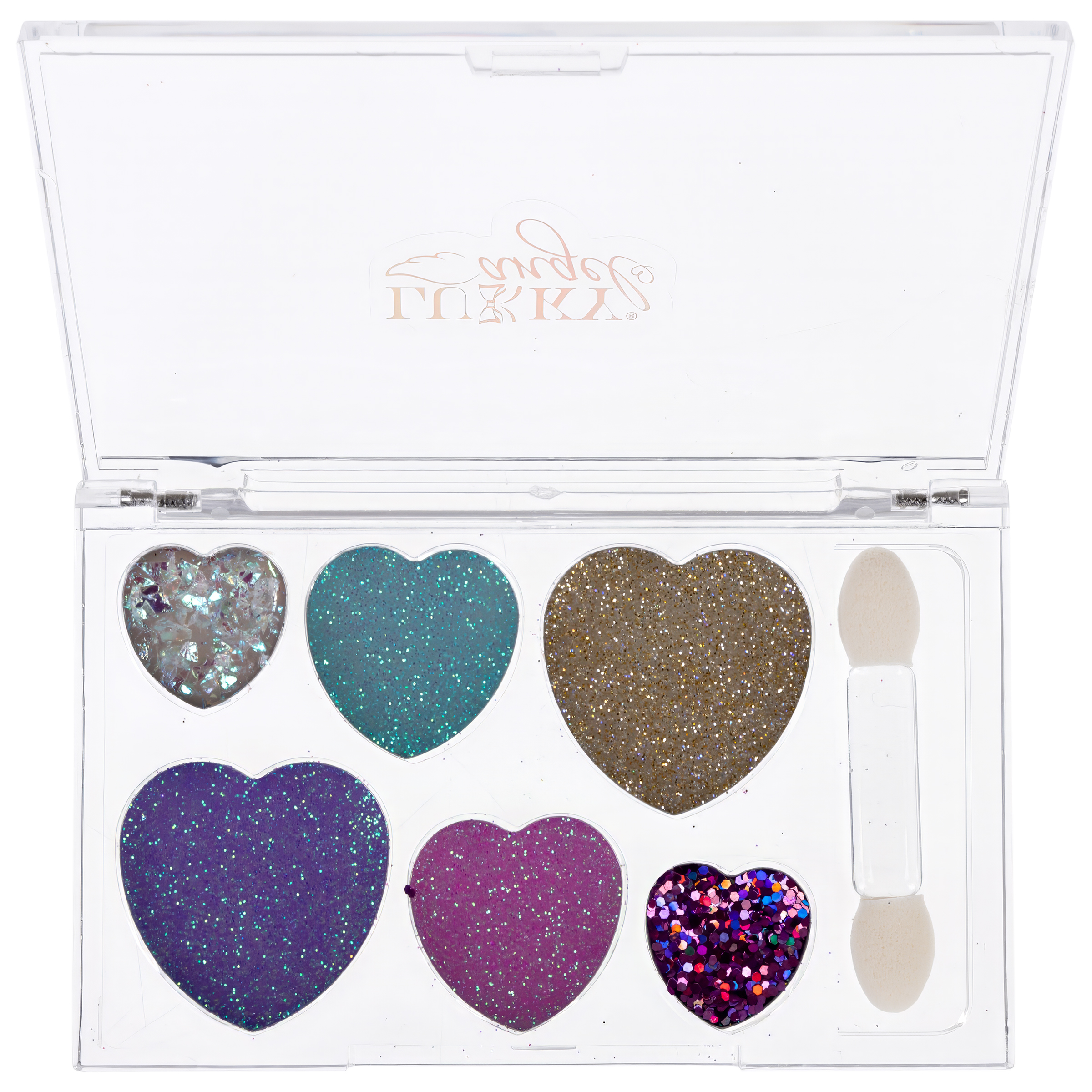 Тени для век LUKKY Angel с блёстками Разноцветные Сердечки 6 цветов 6 г - фото 3
