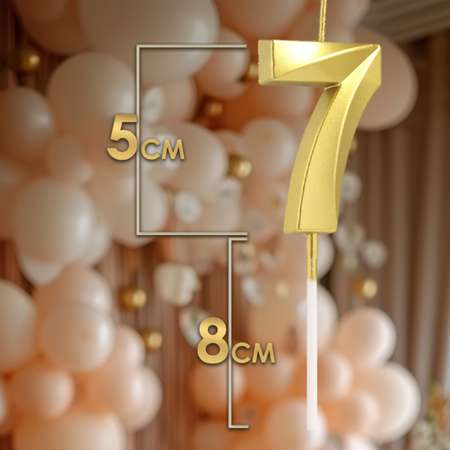 Свеча в торт Страна Карнавалия Грань цифра «7‎» золотая 5 см