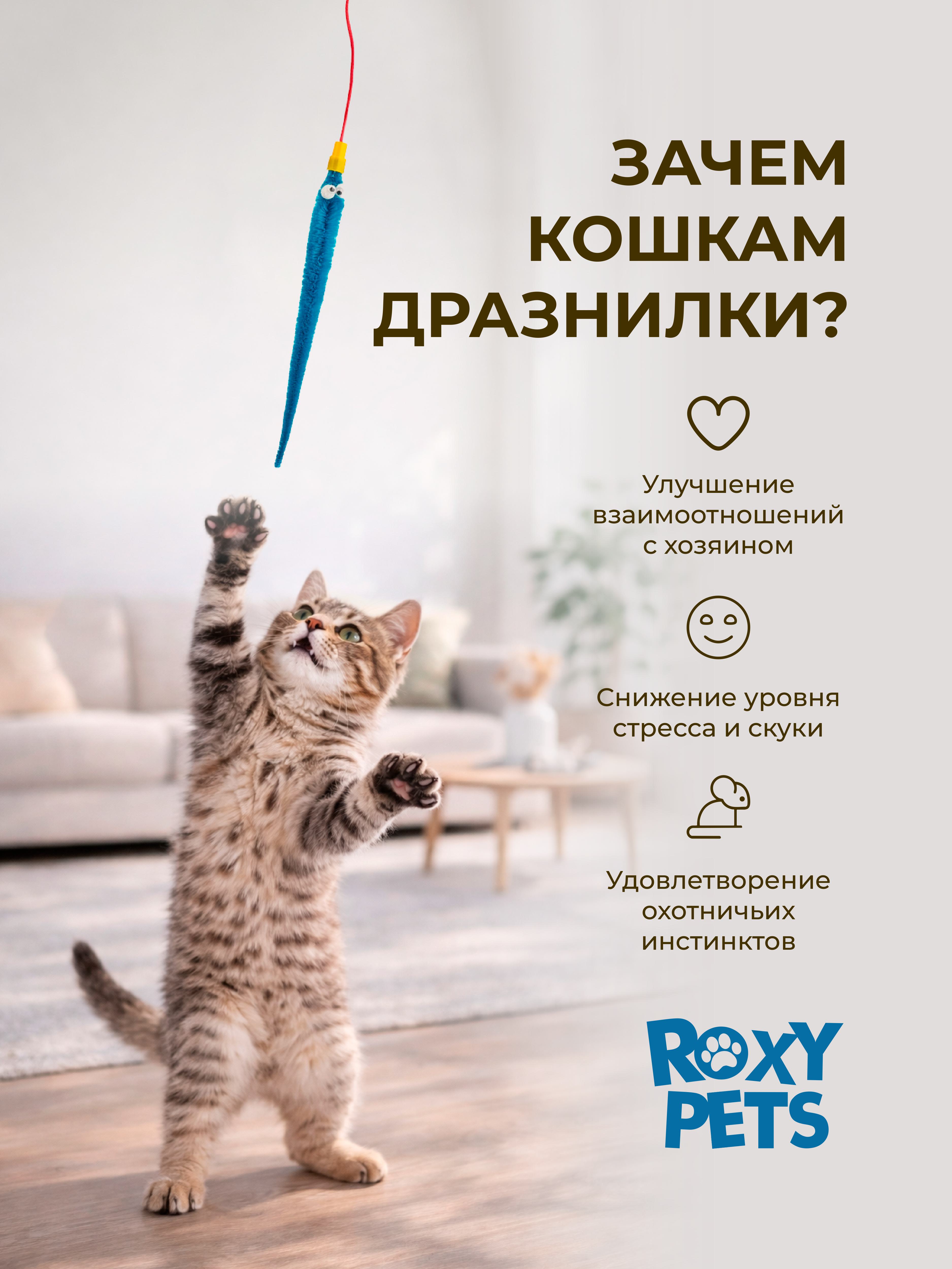 Дразнилка для кошек ROXY PETS Червяк на резинке - фото 3