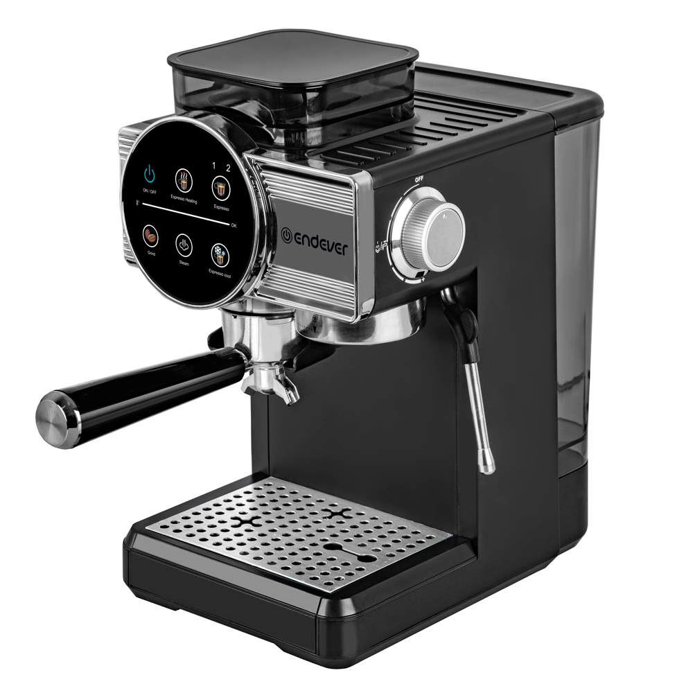 Кофеварка рожковая ENDEVER COSTA-1093 давление 20 Бар 1350 Вт 1.8 л встроенная кофемолка, капучинатор - фото 9