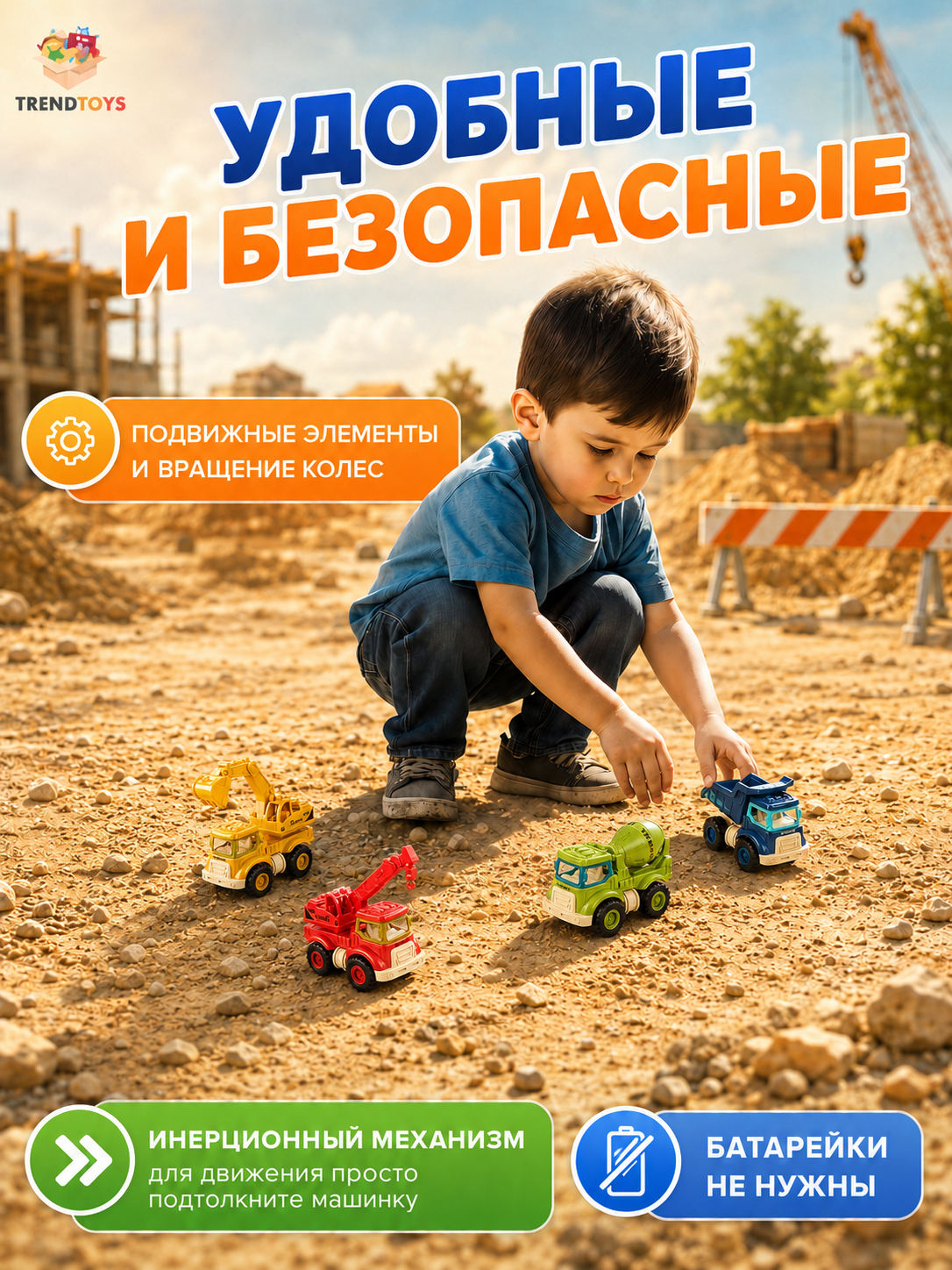 Игровой набор TrendToys Машинки спецтехника 4шт. LDG122 - фото 6