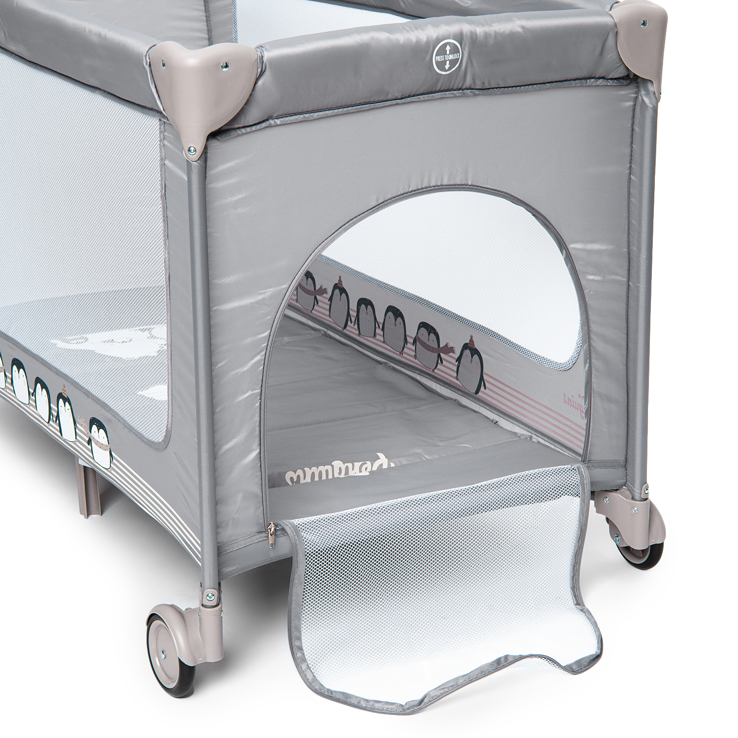 Манеж кровать BabyGo Play Box New серый P612 - фото 3
