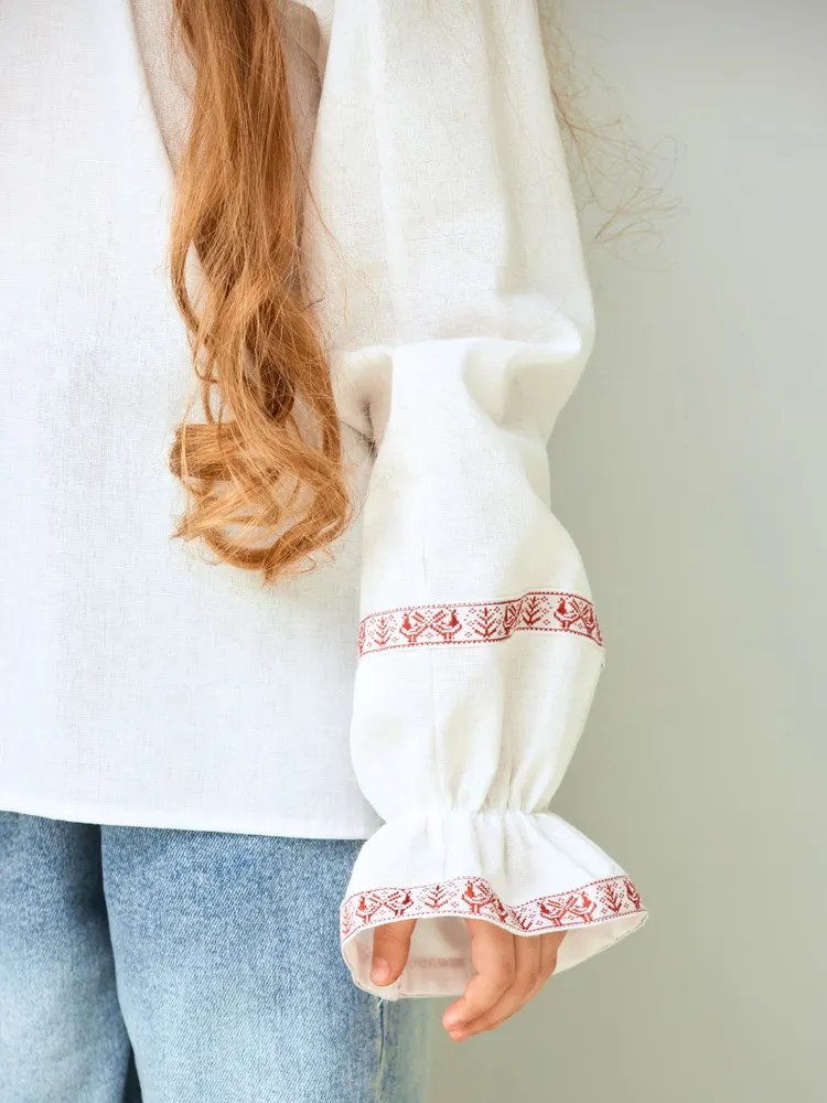 Рубашка MOUN руб_лен_маки_бел.рук - фото 3