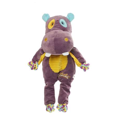 Игрушка для собак GiGwi Plush Friendz Бегемот с веревкой 34см