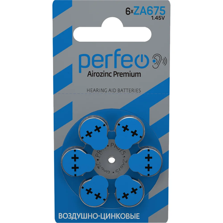Батарейки Perfeo Za675 6bl Airozinc Premium 6 штук