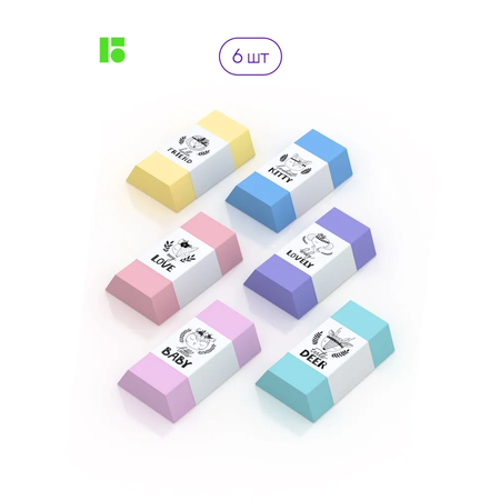 Ластик BERLINGO Pastel 6 шт.