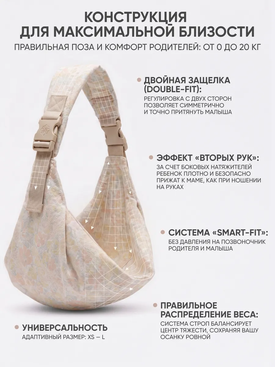 Переноска для новорожденных Timikbaby Слинг молочный - фото 7