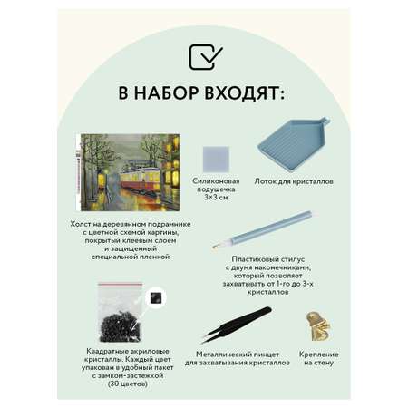 Алмазная мозаика ТРИ СОВЫ Вечерний трамвай