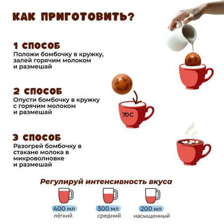 Шоколадные бомбочки Бомбическое какао набор 6 шт
