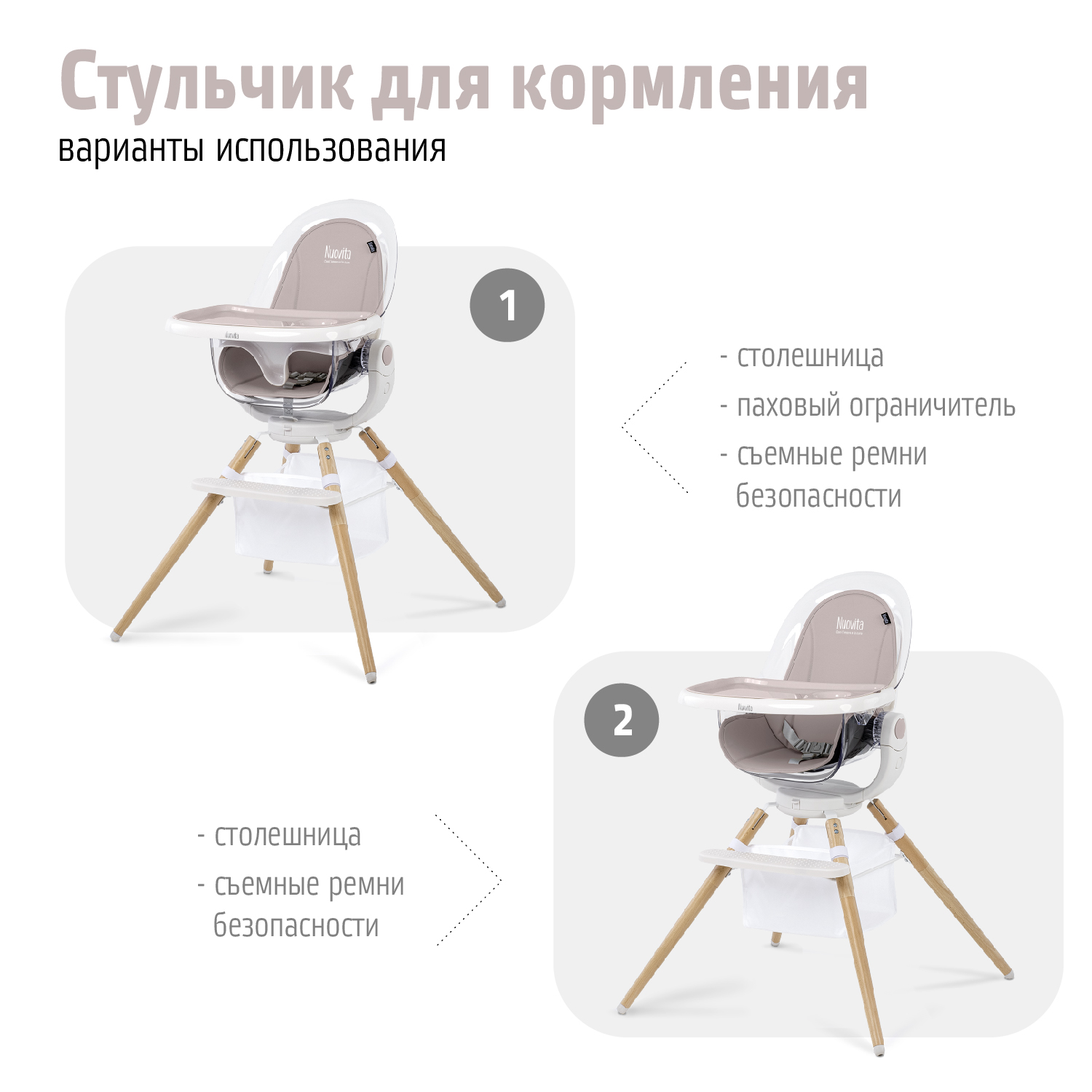 Стульчик для кормления Nuovita Gourmet трансформер - фото 4