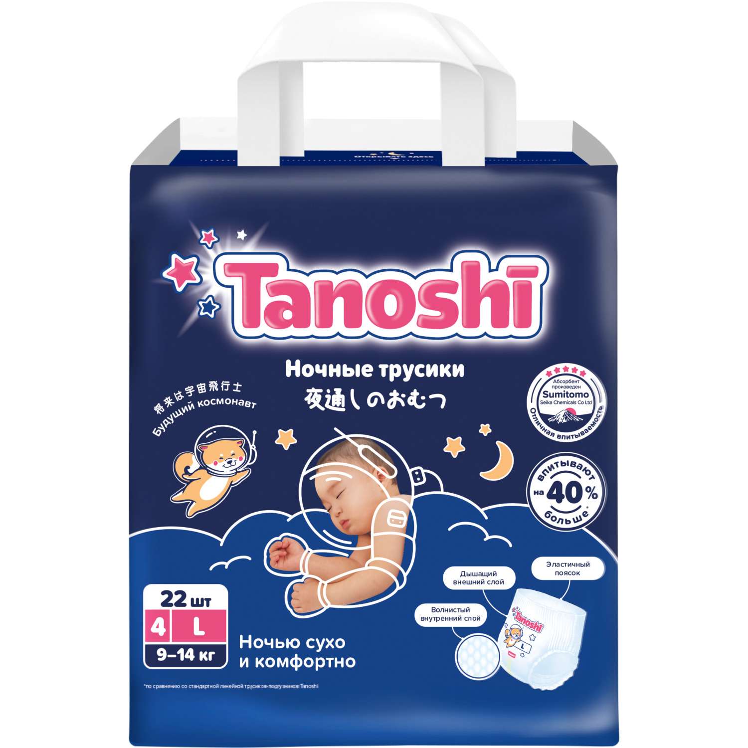 Трусики Tanoshi ночные L (9-14 кг) 22 шт. - фото 10