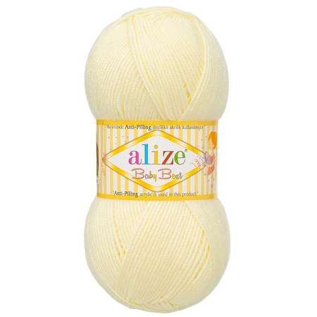 Пряжа для вязания Alize baby best бамбук акрил с эффектом антипиллинг 100 г 240 м 62 светло-молочный 5 мотков