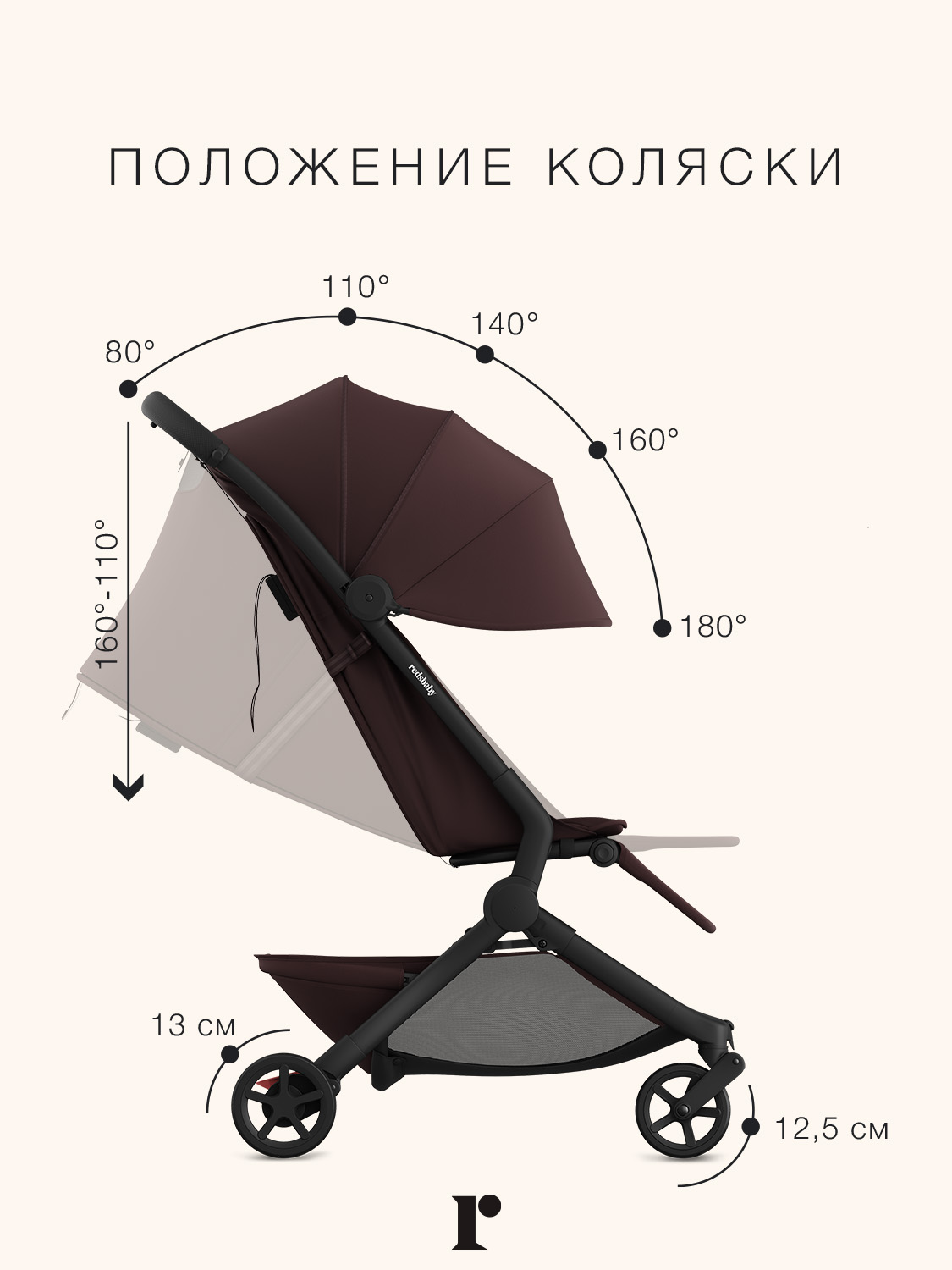 Коляска прогулочная Redsbaby SKIP3 бордовый - фото 15