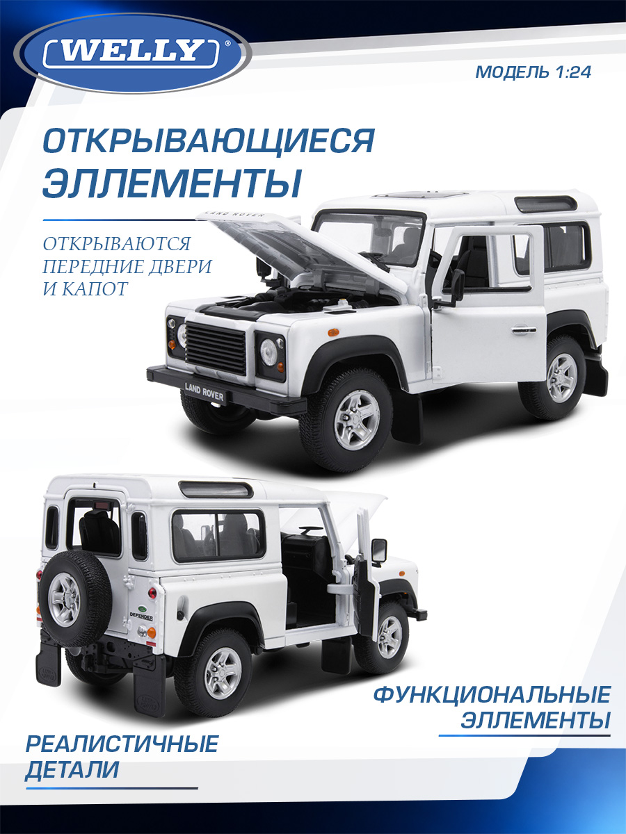 Автомобиль Welly Land Rover Ленд Ровер Дифендер 1:24 WL_22498W - фото 5