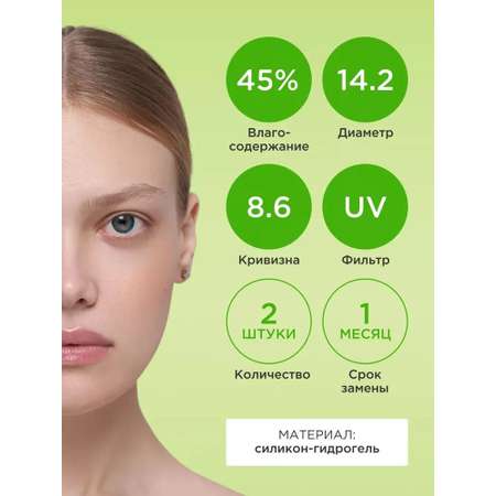 Контактные линзы ILLUSION geo magic blue на 1 месяц -1.50/14.2/8.6 2 шт.