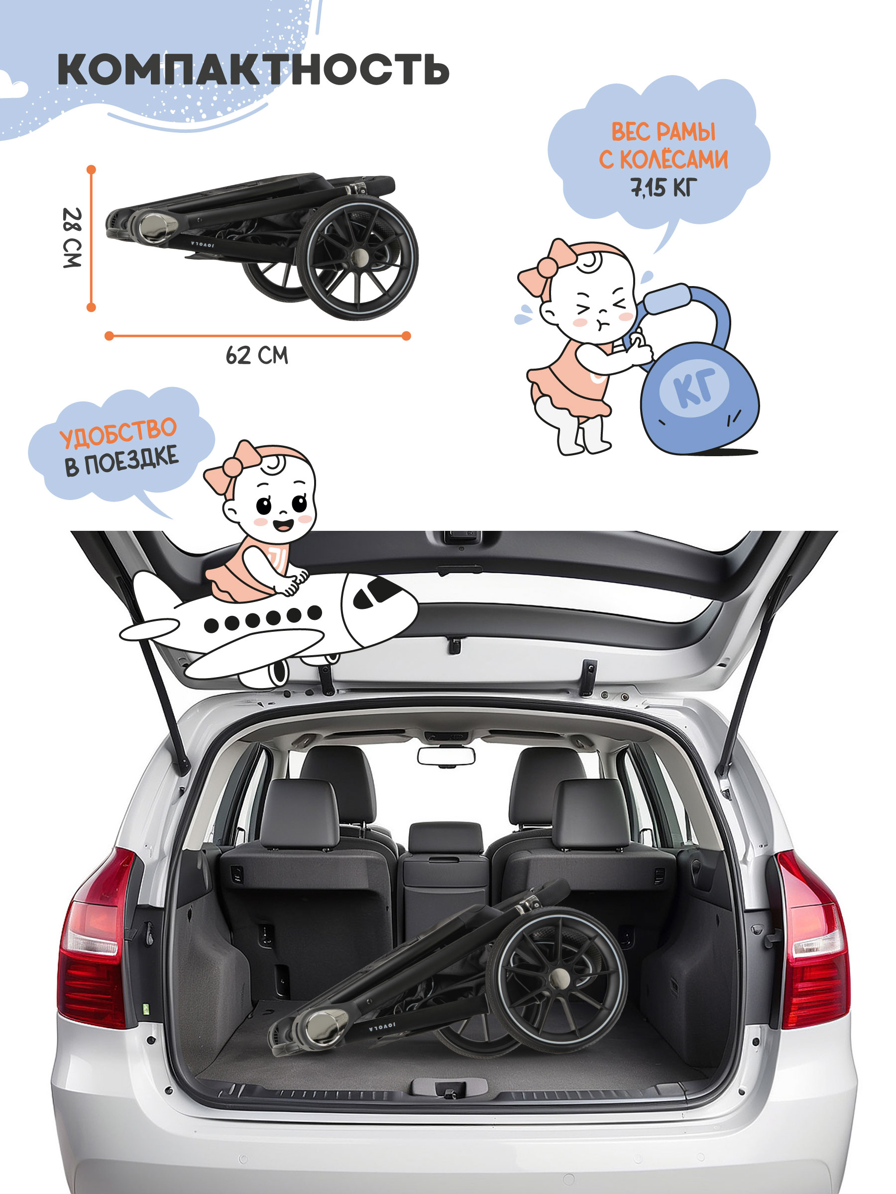 Коляска прогулочная JOVOLA Pepper зеленый - фото 2