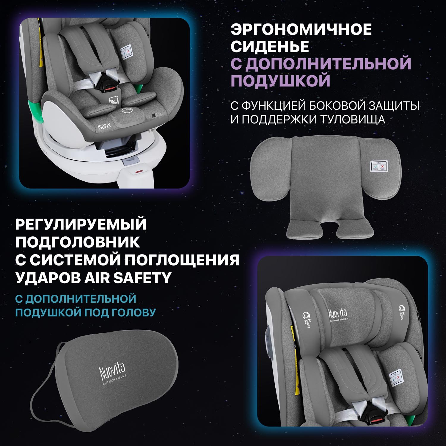 Автокресло Nuovita Maczione NiS1-1 Isofix 0+/1 (0-18 кг) серый - фото 9