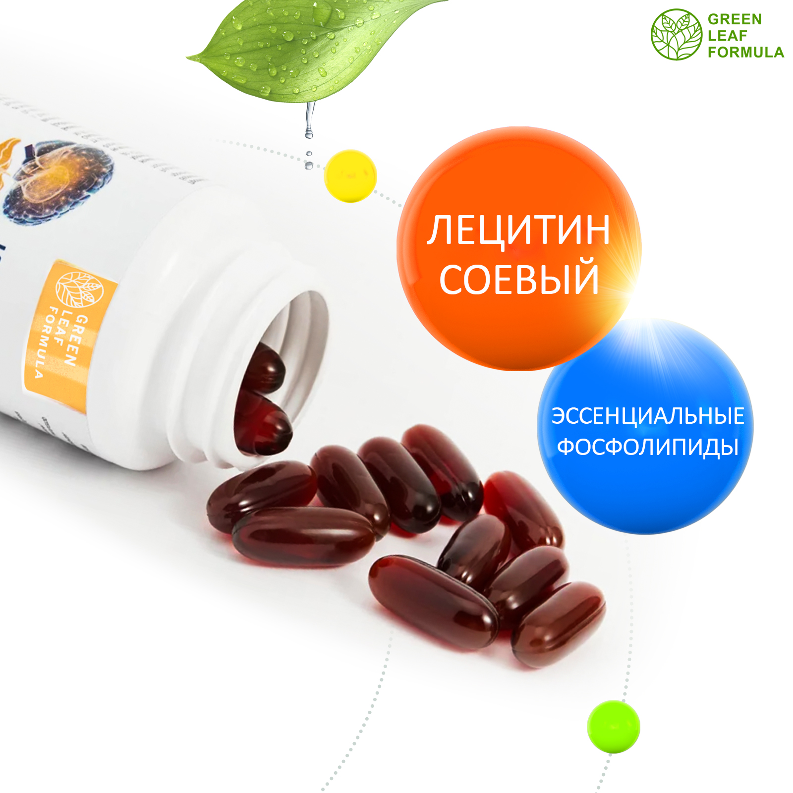 Лецитин соевый Green Leaf Formula витамины для мозга для нервной системы для печени для спорта фосфолипиды - фото 3